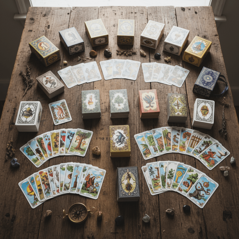 Lenormand decks on the table