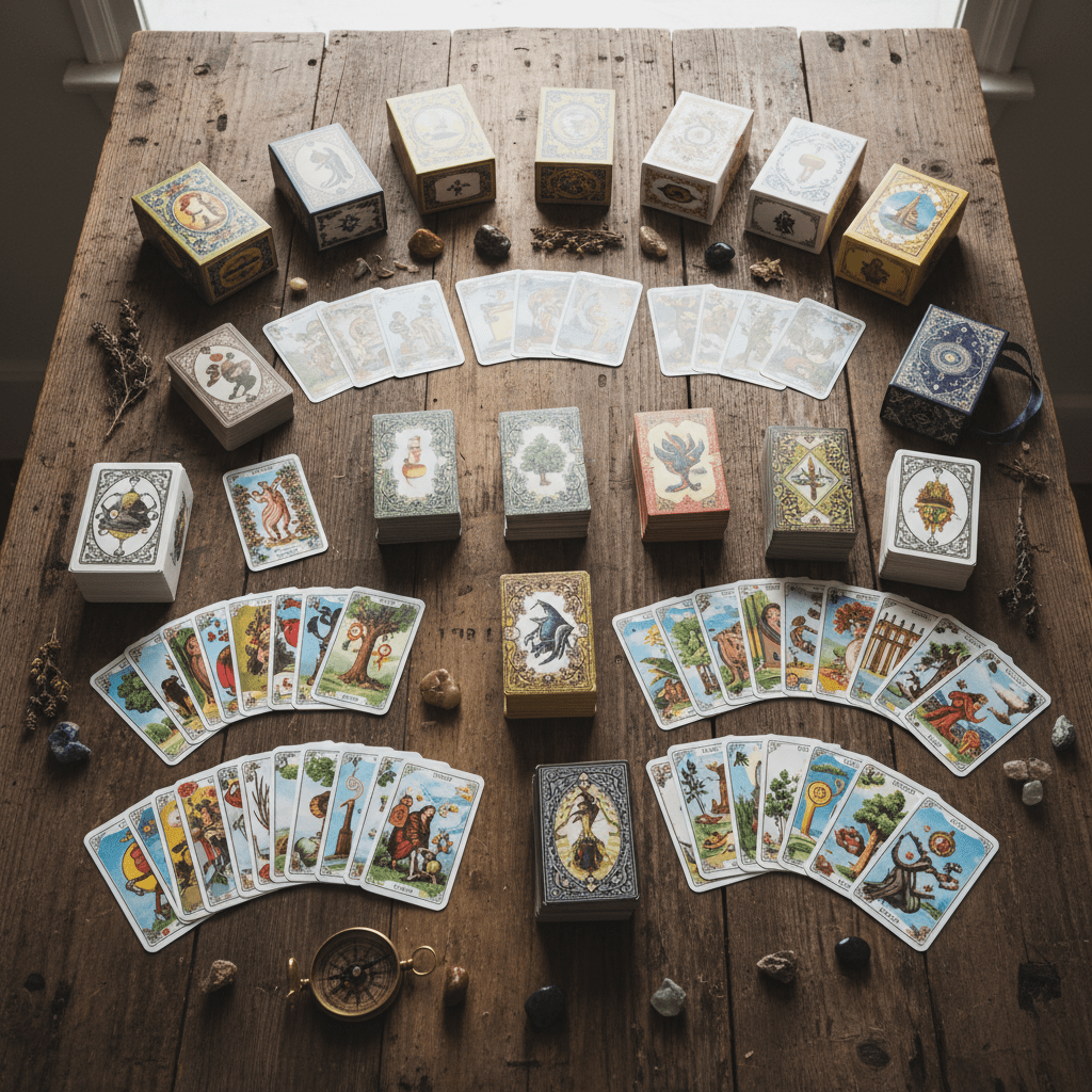Lenormand decks on the table